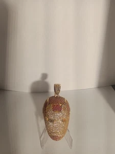 Hello Ice Iron Man 14 Karat Gold-plated Pendant Cubic Zirconia Beautiful Piece! - Picture 1 of 14