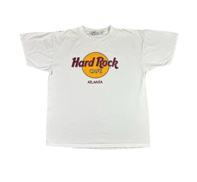 Vintage Hard Rock Cafe Atlanta T Shirt Adult size Large White Short Sleeve 90s  - Image 1 of 4
