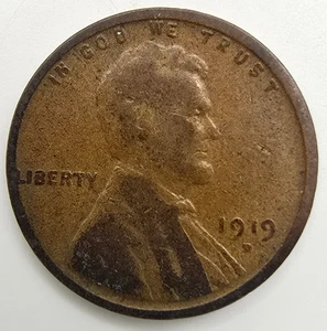 1919 D Lincoln centesimo di grano VG/F lo classifichi! Moneta tipo Penny rame spedizione gratuita! - Foto 1 di 4