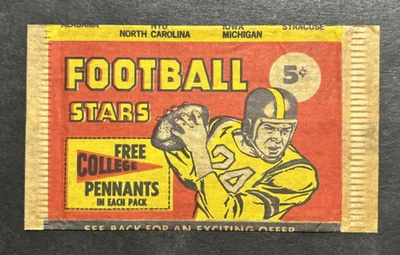 RARO Five Cent 1961 Nu-Card Football Stars paquete de cera FB tarjeta coleccionable ENVOLTURA (a) Foto 1 de 2