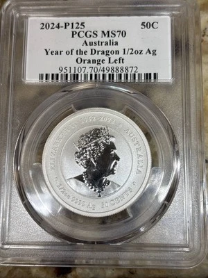 2024 2024 Australia 50 cent Year of the Dragon PCGS MS-70 Year of the Dragon 1/2 - Image 1 of 2