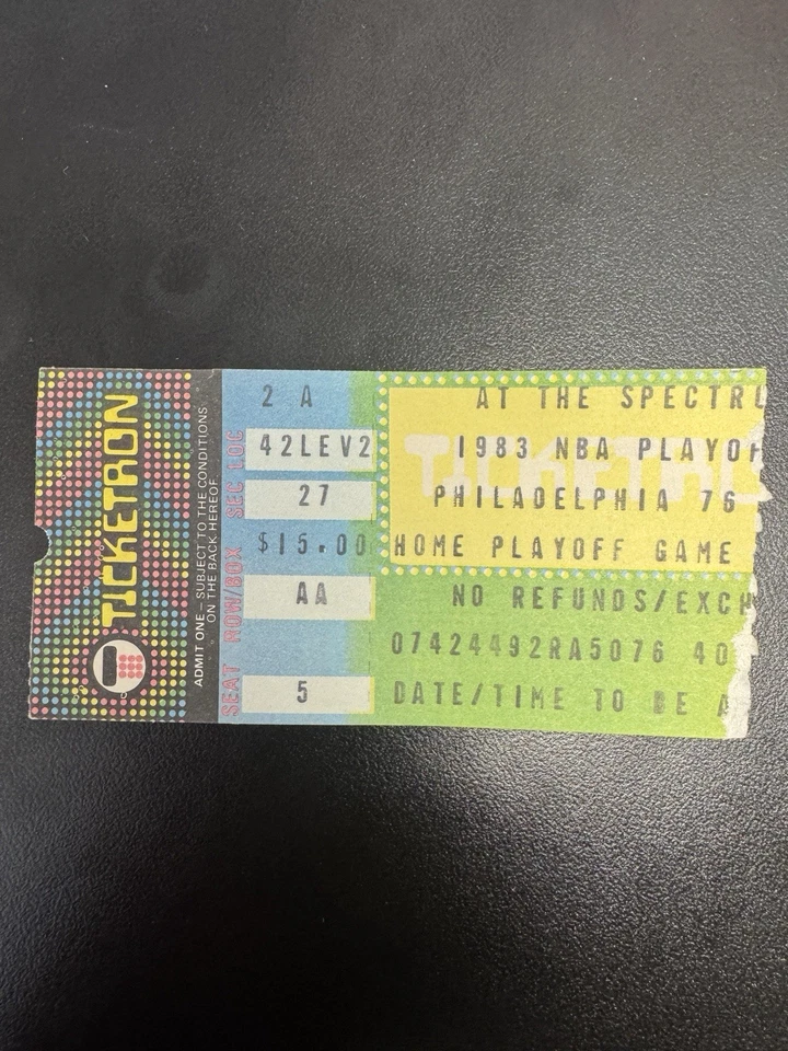 1983 Филадельфия 76ers плей-офф НБА билет заглушка - билетрон - спектр - Изображение 1 из 2