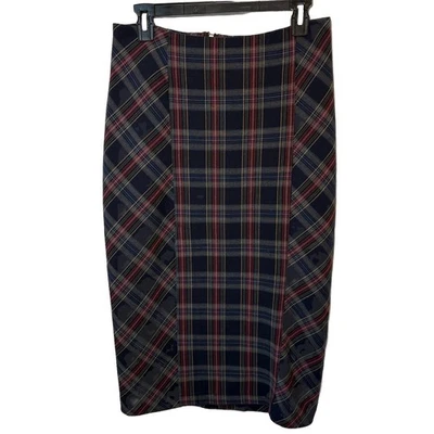 Falda lápiz midi a cuadros Free People Wellington talla 8 azul negro rojo tartán City Foto 1 de 4