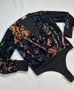 Vintage Womens 70s Sequin Bodysuit Sz 18 Disco Made In Italy Pretty Wind - Picture 1 of 21