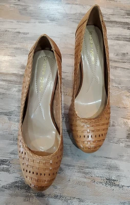 Andrew Geller Women’s Leather Knot Braided Brown High Heel 9M - Image 1 of 4