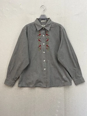 Camisa Orvis Vintage Mujer’s 12 Negro Blanco Guinga Cardenal Navidad Vacaciones Foto 1 de 4