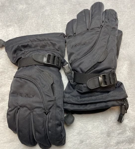 Head Waterproof Winter Gloves Womens M Black Nylon Top Pockets Cinch Wrist Ski - Picture 1 of 8