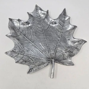 MARTHA STEWART COLLECTION GROSSE SILBER METALL BLATT PLATTE TABLETT WOHNDEKO HERBST - Bild 1 von 10