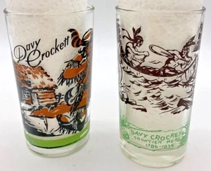 2 VTG MC Davy Crockett glass tumblers 5" jelly different makers frontier hero - Picture 1 of 6