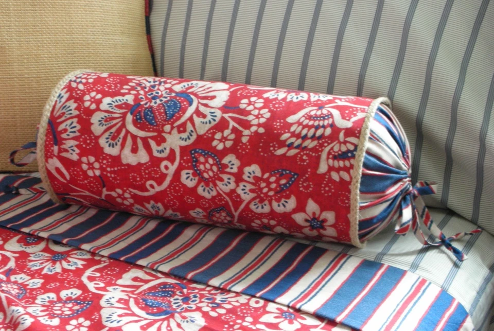 NUEVO Personalizado Ralph Lauren Villa Martine Flor Rayas Yute Cuello Almohada Cuello Rollo Foto 1 de 1