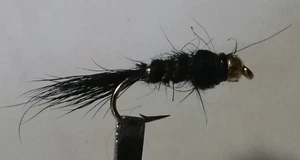 1 Docena - Sujetador Flashback Oreja de Liebre Negra - Mosca Ninfa Húmeda - Trucha - Imagen 1 de 1