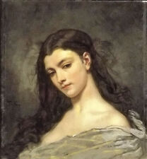 Oil painting thomas couture - female head tête de femme portrait hand painted