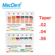 MacDent Dental Gutta Percha Points & Absorbent Paper Points Taper .02/.04/.06