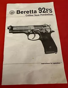 Beretta 92FS 9mm Factory Original Manual VGC 1990 Vintage - Picture 1 of 2