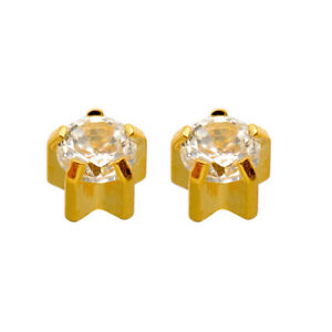 Caflon 24ct Gold Plated Claw set Ear Piercing Studs (1x Pair)