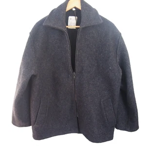 Wool protective coat jacket black (bluey) zip through made in Australia sz. 70 - Picture 1 of 6