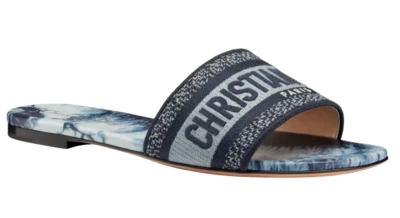 Sandalia plana Christian Dior Dway azul tie dye bordado logotipo deslizable mula 40,5 Foto 1 de 4