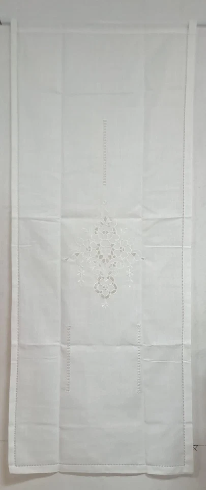 Tenda grande Misto Lino Intaglio Ricamata a Mano Bianco Made in Italy - Immagine 1 di 4