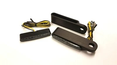 2x LED Mini - Blinker Stripe getönt E-geprüft mit Alu-Gehäuse schwarz - Bild 1 von 4