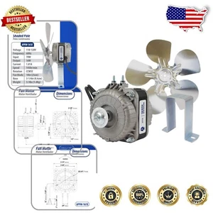 16W 115V Refrigeration Fan Motor with Base & 10in Aluminum Blade - Universal Fit - Picture 1 of 11