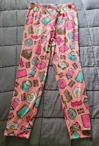 Justice Pink Fleece Girls PJ Pajama Pants Brunch Squad Food Egg Bacon Donut 12 - Picture 1 of 4