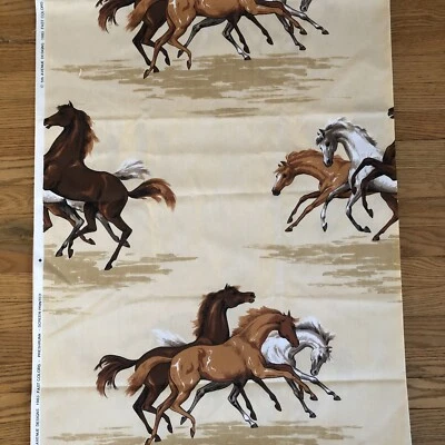 5th Avenue Designs Fabric Large Galloping Horses Upholstery 3 Yards Vtg 1992 - Image 1 of 3