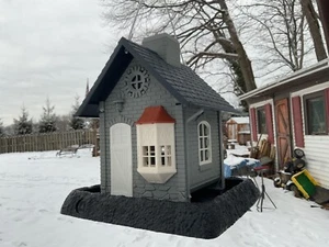 Durable Plastic Village Collection Grey Cottage Style Hanging Bird Feeder - Picture 1 of 7
