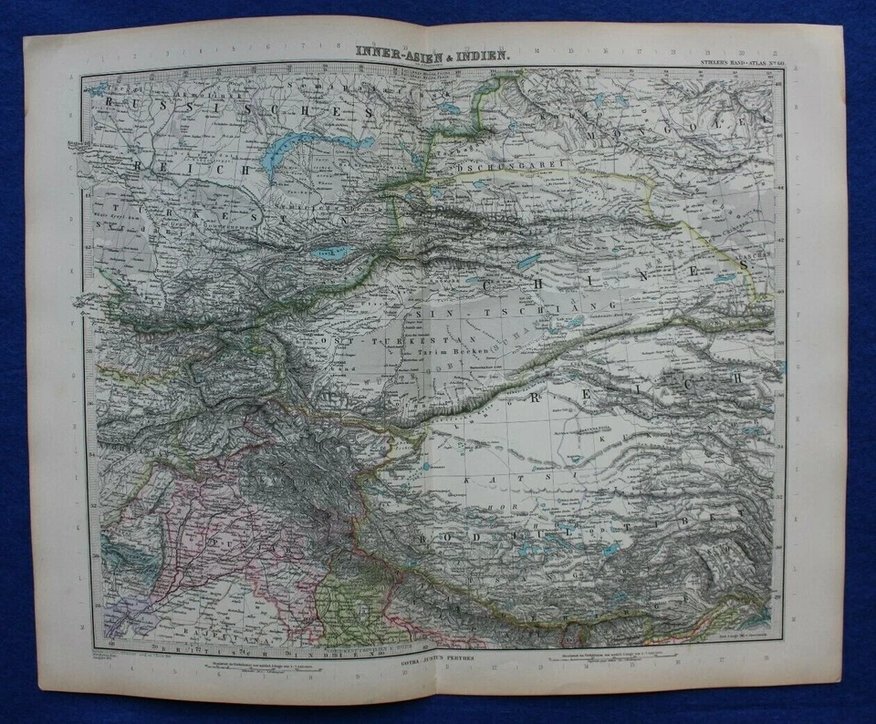 Mapa antiguo original ASIA, RUSIA, CHINA, INDIA, GOBI, HIMALAYAS, Stieler, 1891 Foto 1 de 4