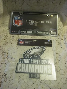 PHILADELPHIA EAGLES 2025 SUPER BOWL CHAMPIONS 8 INCH DIE CUT DECAL /METAL FRAME - Picture 1 of 1