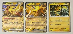 (3 Cards) Zapdos ex 145/165 + 151 Collection Box Promo 049 + Electrabuzz 125/165 - Picture 1 of 2
