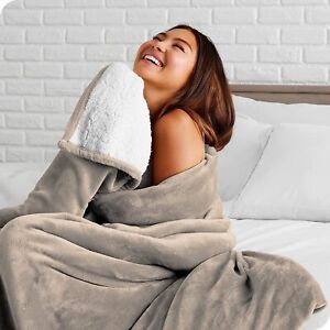 Bare Home Sherpa Fleece Blanket - King Blanket - Blanket for Bed, Sofa, Couch, C