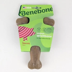 Benebone Wishbone Dog Chew Toy Medium Durable Real Bacon Made in USA New - Picture 1 of 4