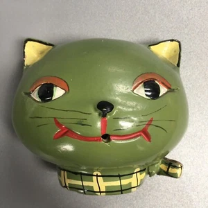 Vintage Holt Howard Cozy Cat String Dispenser / Green Ceramic - Picture 1 of 7
