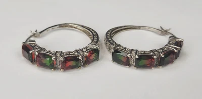 STERLING SILVER Chuck Clemency STS Large Watermelon Topaz Gemstone Earrings - Image 1 of 4