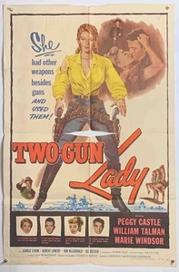 Póster de la película del oeste de 1955 Peggie Castle "Two Gun Lady" original RARO vintage - Imagen 1 de 1