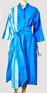 Vintage Catherine Quest Penthouse Gallery Oversized Belted Cotton Caftan Dress L - Picture 1 of 4