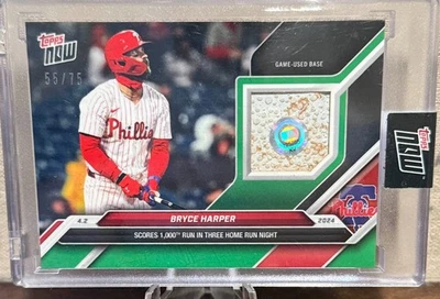 2024 Topps Now #34A Bryce Harper 1,000 Run Scored Game Used Base Relic #/75 - Image 1 of 2