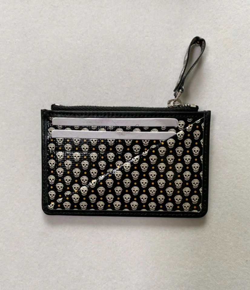 Кожаный бумажник Alexander McQueen ДЕРЖАТЕЛЬ ДЛЯ КАРТ с принтом в виде черепа - Изображение 1 из 3