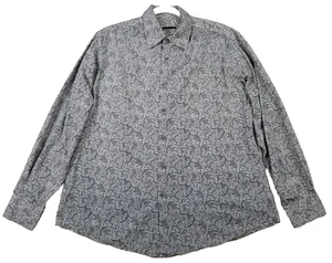 Camisa Abotonada Para Hombre Grande L Gris Blanco Negro Floral Manga Larga Ajuste Moderno Trabajo - Imagen 1 de 8