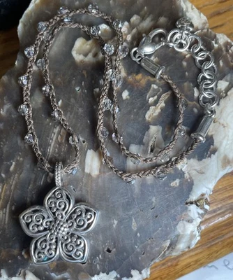 "Collar colgante Brighton Flora flor marrón con cordón cuentas 17"" ajustable" Foto 1 de 4