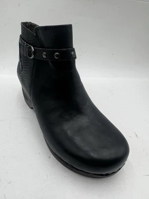 Tamancos dinamarqueses Sanita Dakota botas de tornozelo botas de couro preto femininas tamanho 41/10.5 - Imagem 1 de 4