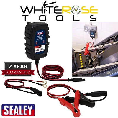 Sealey Compact Auto Smart Car Battery Charger 1A 6V 12V AGM GEL Batteries 230V - Image 1 of 4