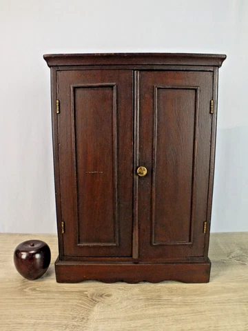 Victorian Antique Miniature Wardrobe Cabinet in Walnut w Original Finish Cover