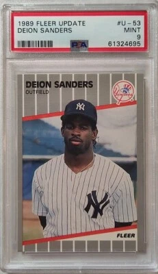 Fleer Update 1989 Deion "Prime Time" Sanders RC #U-53, PSA 9 como nuevo  Foto 1 de 2