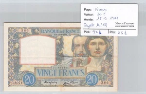 BILLET FRANCE - 20 FRANCS TRAVAIL ET SCIENCE - 18.9.1941 - F.12(18) - PICK 92b - Imagen 1 de 2
