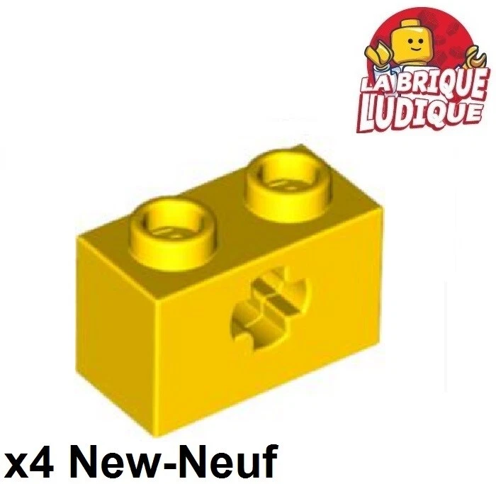 LEGO Technic 4x Lego Brick 1x2 Axle Hole Loch Achse Kreuz Gelb/Gelb 32064 New - Bild 1 von 1