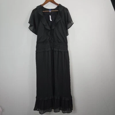 NWT Old Navy Maxi Dress 4X Black Boho Peasant Whimsigoth Dark Fairy Cottagecore - Image 1 of 4