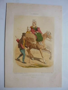 Gravure 19°couleur 19°:NORMANDIE....Paysanne des environs de Bayeux (Calvados) - Picture 1 of 1