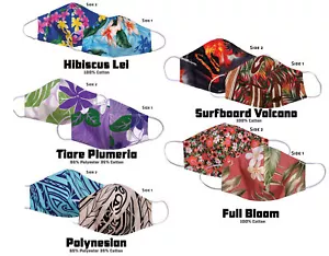RJC 2 Sided Hawaiian Cotton Face Masks - Picture 1 of 8