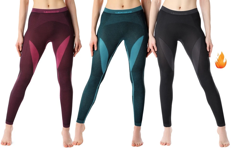 Ladeheid Damen Thermo Leggings Funktionsunterwäsche lange Unterhose Thermoaktiv